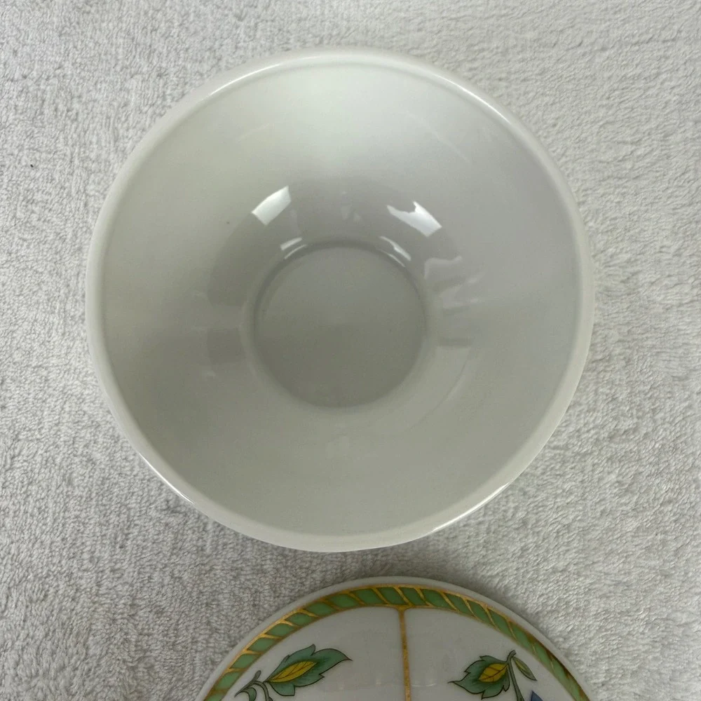 Heinrich W-Germany Floral Porcelain Lidded Sugar Bowl Trinket Dish Gold Gilt